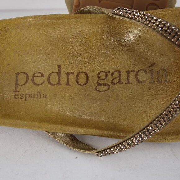 Pedro Garcia Sandals Sz 35 Gold Lurex Burnished Gold Rhinestones Sissi Sandals - Picture 8 of 12